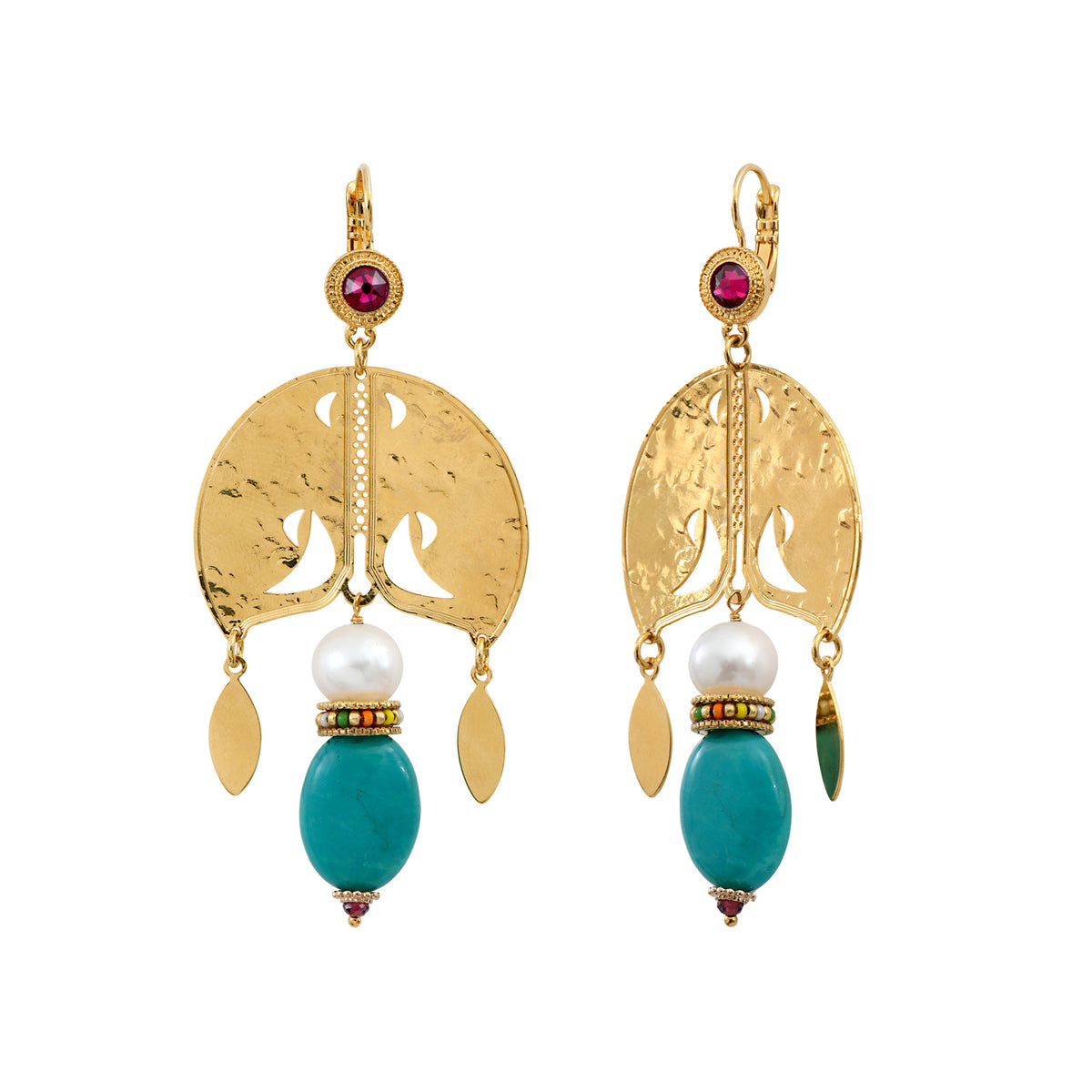 Tiki Tribal pierced Earrings in Turquoise