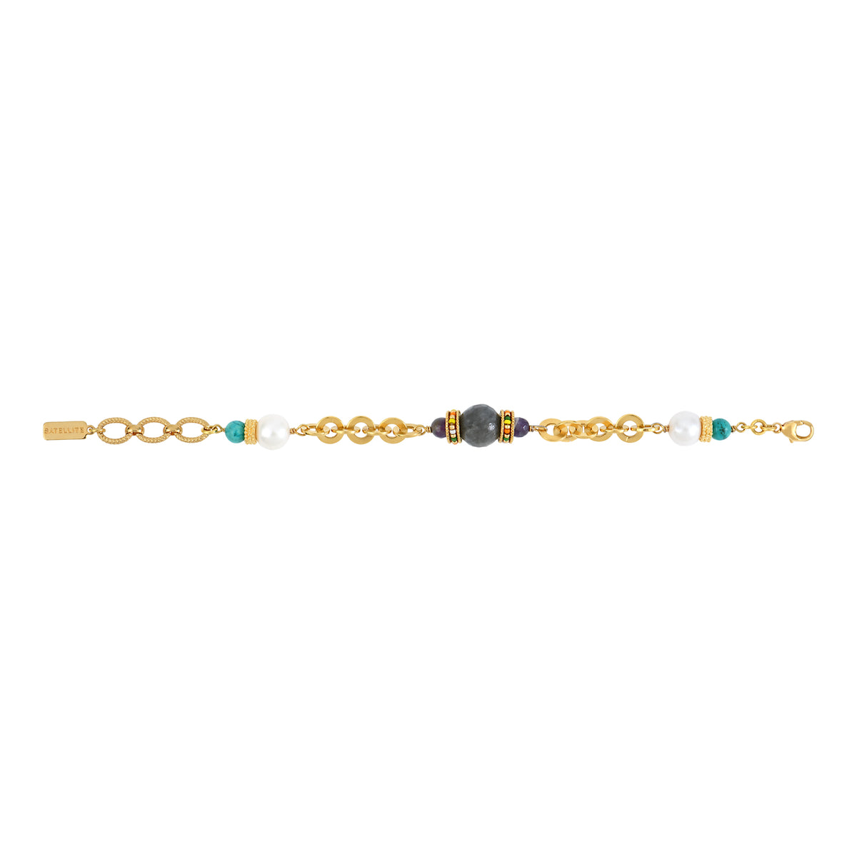 Tiki Labradorite Adjustable Chain Bracelet in Turquoise