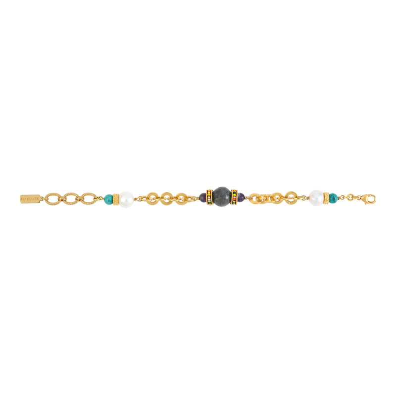 Tiki Labradorite Adjustable Chain Bracelet in Turquoise